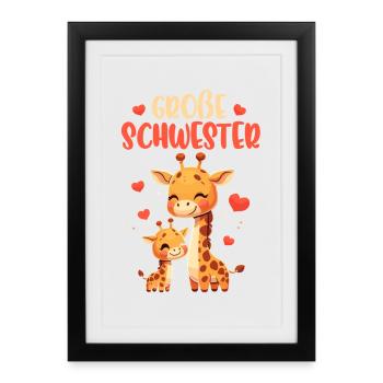 Big Sister Giraffe Sibling - Framed poster (27 × 37 cm) - black - Front