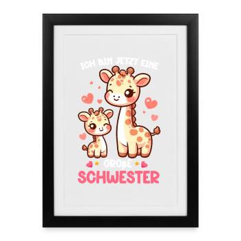 Je suis la grande sœur girafe et la sœur - Affiche encadrée (27 × 37 cm) - noir - Devant