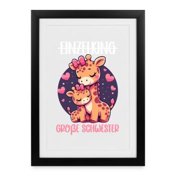 Grande Sœur Girafe Frère ou Sœur - Affiche encadrée (27 × 37 cm) - noir - Devant