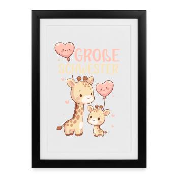 Big Sister Giraffe Sibling - Framed poster (27 × 37 cm) - black - Front