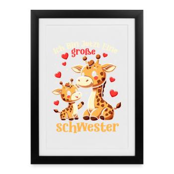 Je suis une grande sœur girafes - Affiche encadrée (27 × 37 cm) - noir - Devant