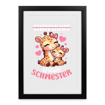 Only Child Big Sister Giraffes - Framed poster (27 × 37 cm) - black - Front