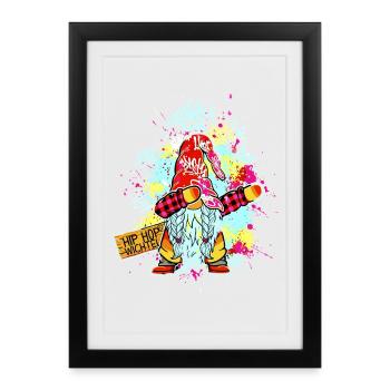 HIP HOP WICHTDeEL Dab Graffiti Rap Music Xmas Crew - Framed poster (27 × 37 cm) - black - Front