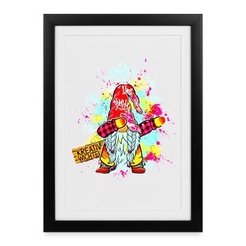 GNOME CRÉATIF Dab Graffiti Artiste XMas - Affiche encadrée (27 × 37 cm) - noir - Devant