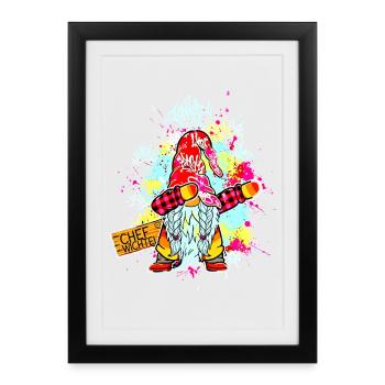 CHEF WICHTEL Dab Graffiti Männlich Xmas - Gerahmtes Poster (27 × 37 cm) - Schwarz - Vorne