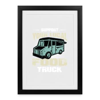 Food Truck Street Food Trucker Imbisswagen - Framed poster (27 × 37 cm) - black - Front