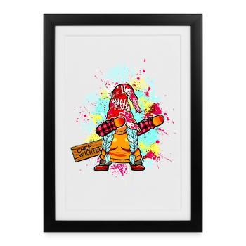 CHEF WICHTEL Dab Graffiti Weiblich Xmas Spruch - Affiche encadrée (27 × 37 cm) - noir - Devant