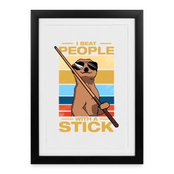 I beat people funny billiards billiard player - Framed poster (27 × 37 cm) - black - Front
