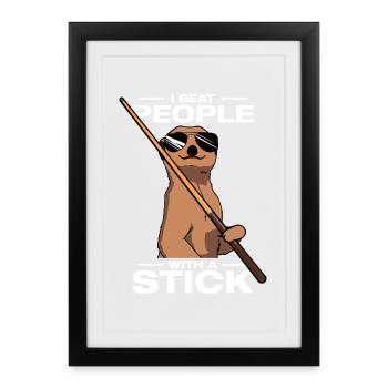 Je bats les gens joueur de billard drôle. - Affiche encadrée (27 × 37 cm) - noir - Devant