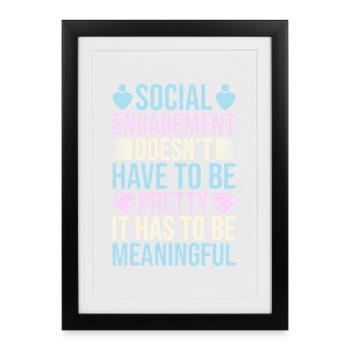 Citation d’un travailleur social doit avoir un sens social - Affiche encadrée (27 × 37 cm) - noir - Devant