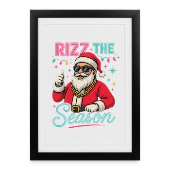 Rizz La Saison Père Noël Weihnachtsmann - Affiche encadrée (27 × 37 cm) - noir - Devant