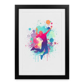 Joueur de volley, volley-ball, joueur de volley-ball - Affiche encadrée (27 × 37 cm) - noir - Devant
