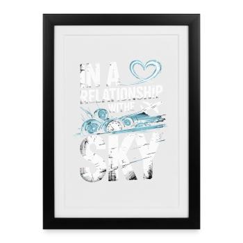 In a relationship with the sky airplane - Framed poster (27 × 37 cm) - black - Front