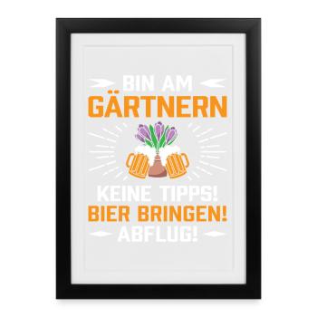 Gardener Saying Beer Hobby Gardener Father Dad - Framed poster (27 × 37 cm) - black - Front