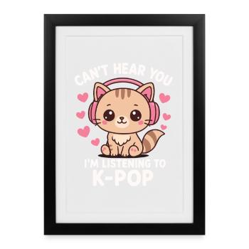 L’amour des chats de Kawaii pour les fans de K-Pop - Affiche encadrée (27 × 37 cm) - noir - Devant