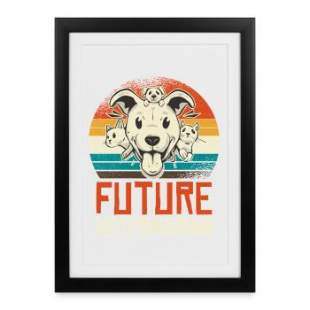 Zukunft Tierarztin - Gerahmtes Poster (27 × 37 cm) - Schwarz - Vorne