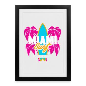 Miami Surf South Beach Logo - Affiche encadrée (27 × 37 cm) - noir - Devant
