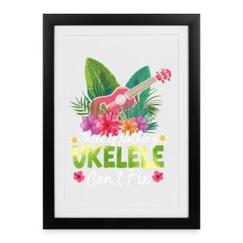 Hawaiian Ukulele Uke There Is - Framed poster (27 × 37 cm) - black - Front