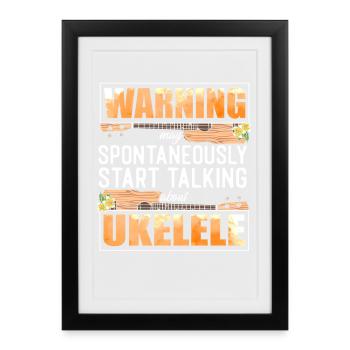 Hawaiian Ukulele Uke Warning May - Gerahmtes Poster (27 × 37 cm) - Schwarz - Vorne