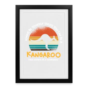 Kangaroo Retro Sunset - Framed poster (27 × 37 cm) - black - Front