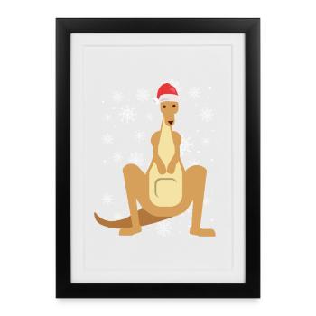 Le kangourou dans la magie de Noël - Affiche encadrée (27 × 37 cm) - noir - Devant