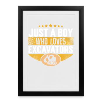 Excavatrice - Affiche encadrée (27 × 37 cm) - noir - Devant