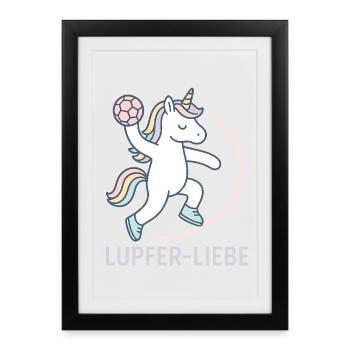 Unicorn Handball Lupferliebe, tender throw - Framed poster (27 × 37 cm) - black - Front
