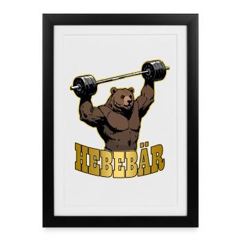 Haltérophile HEBEBÄR Gym Drôle - Affiche encadrée (27 × 37 cm) - noir - Devant