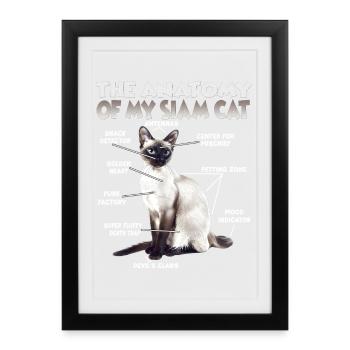 Idée de cadeau pour un propriétaire de chat pour chats siamois - Affiche encadrée (27 × 37 cm) - noir - Devant