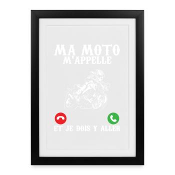 Lustiger Biker, mein Motorrad ruft mich und ich muss los. - Gerahmtes Poster (27 × 37 cm) - Schwarz - Vorne