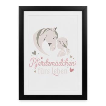 Fille cheval pour la vie Amour du cheval pour la cavalière - Affiche encadrée (27 × 37 cm) - noir - Devant