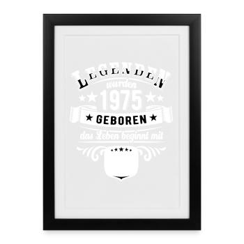 Legenden wurden 1975 geboren | Alter eintragen - Gerahmtes Poster (27 × 37 cm) - Schwarz - Vorne