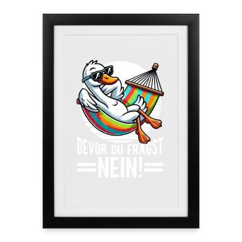 Before you ask No Swan Bad mood - Framed poster (27 × 37 cm) - black - Front