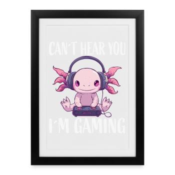 Gaming Axolotl with Headphones - Framed poster (27 × 37 cm) - black - Front