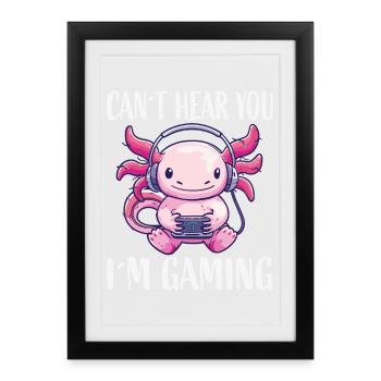 Gaming Kawaii Kopfhörer Monster - Gerahmtes Poster (27 × 37 cm) - Schwarz - Vorne