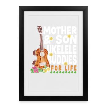 Hawaiian Ukulele Uke Mom Son - Framed poster (27 × 37 cm) - black - Front