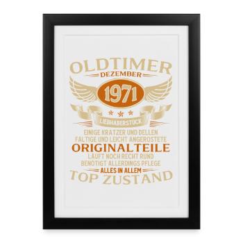 54th Birthday Gift Vintage Car December 1971 - Framed poster (27 × 37 cm) - black - Front