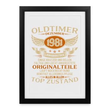 44th Birthday Gift Vintage Car December 1981 - Framed poster (27 × 37 cm) - black - Front
