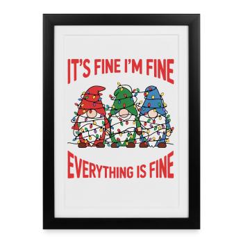 Nains de Noël dans un fouillis de lumières Gnomes - Affiche encadrée (27 × 37 cm) - noir - Devant