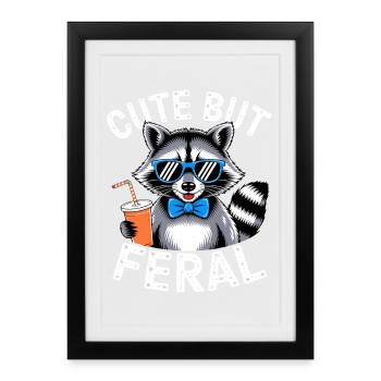 Cute but Feral Raccoon - Framed poster (27 × 37 cm) - black - Front