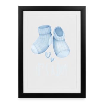 Blue Baby Booties It's a Boy - Framed poster (27 × 37 cm) - black - Front