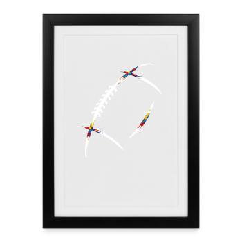 Rugby Ball Burst of Colors - Framed poster (27 × 37 cm) - black - Front