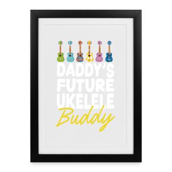 Hawaiian Ukulele Uke Daddy's - Gerahmtes Poster (27 × 37 cm) - Schwarz - Vorne