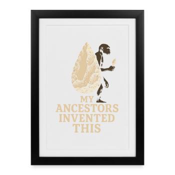 Outils préhistoriques en pierre d’Homo - Affiche encadrée (27 × 37 cm) - noir - Devant