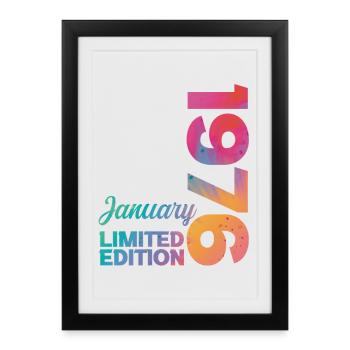 Anniversaire Janvier 1976 Né en Janvier Cadeau - Affiche encadrée (27 × 37 cm) - noir - Devant