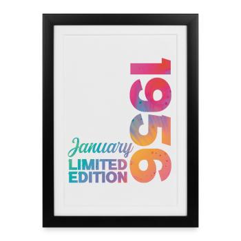Anniversaire Janvier 1956 Né en Janvier Cadeau - Affiche encadrée (27 × 37 cm) - noir - Devant