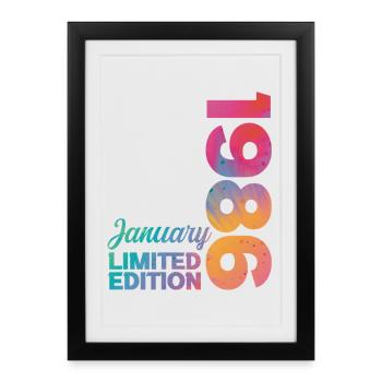 Anniversaire Janvier 1986 Né en Janvier Cadeau - Affiche encadrée (27 × 37 cm) - noir - Devant