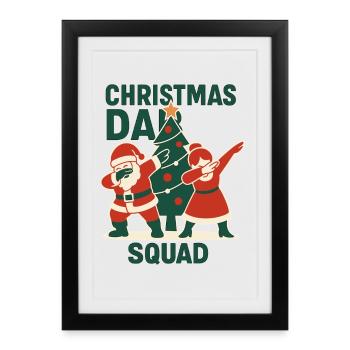 Équipe de Dab de Noël, plaisir en famille du Père Noël - Affiche encadrée (27 × 37 cm) - noir - Devant