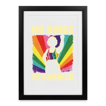 No Kings In America Patriotic LGBTQ Liberty - Framed poster (27 × 37 cm) - black - Front