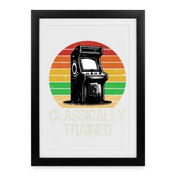Jeu de t-shirt d’arcade rétro classique entraîné - Affiche encadrée (27 × 37 cm) - noir - Devant